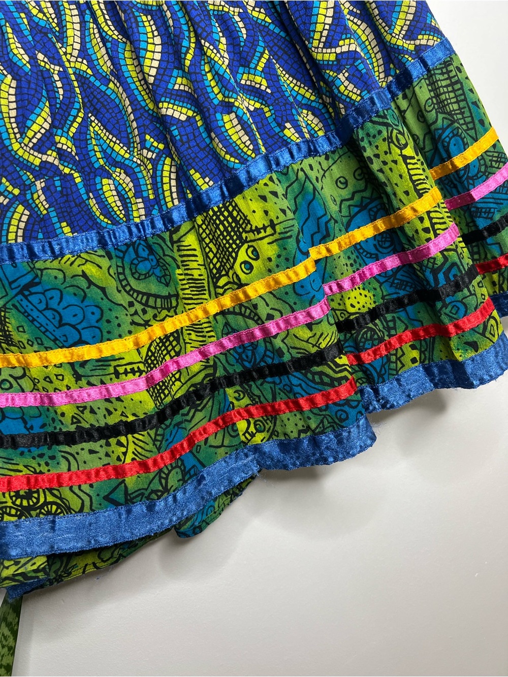 Boho Beaded Waist Tie Long Maxi Skirt Rayon Cottagecore Prairie Festival Size M - Picture 6 of 11